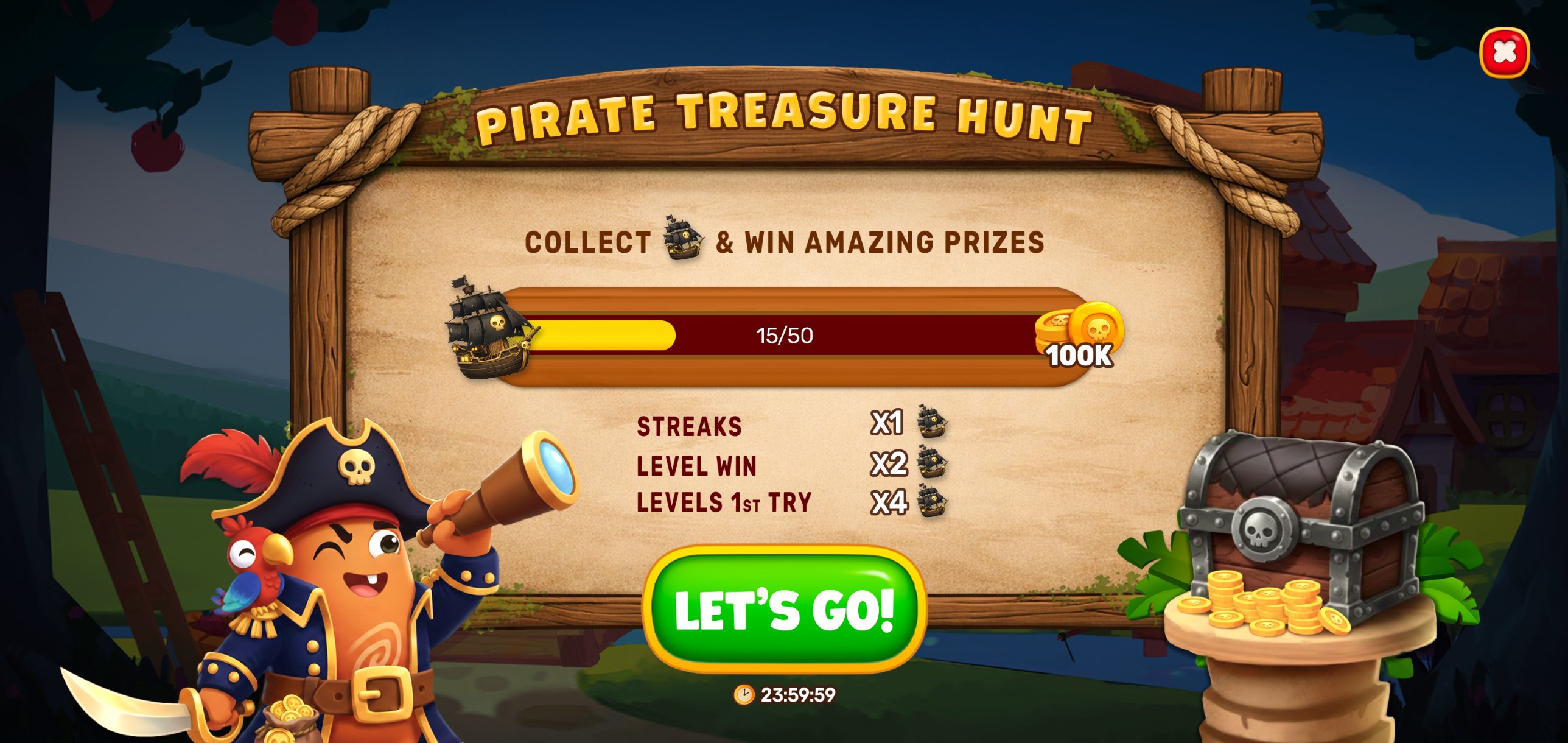 פופ־אפ Pirate Treasure Hunt לאירוע במשחק: מטלת בית ל־SuperPlay